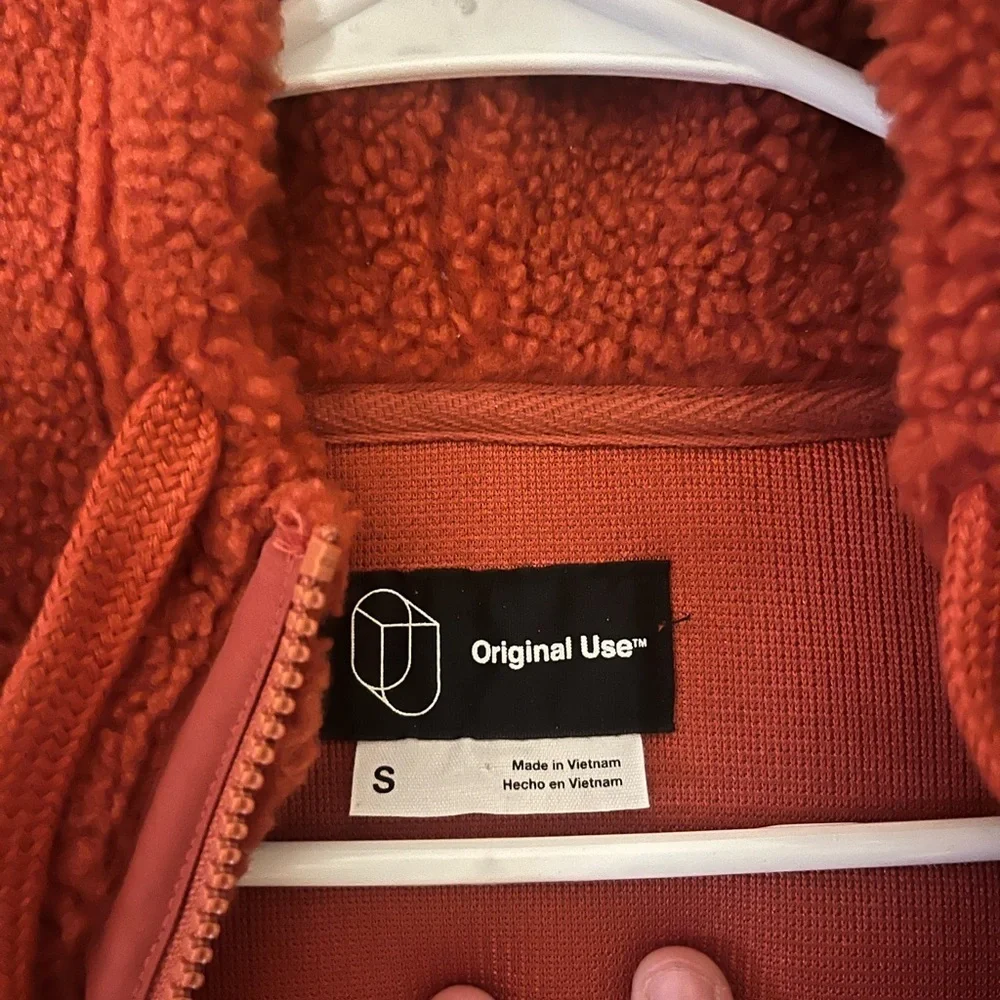 Original Use Orange Oversized Fleece Full-Zip Hooded Jacket Women's Small - Picture 2 of 6